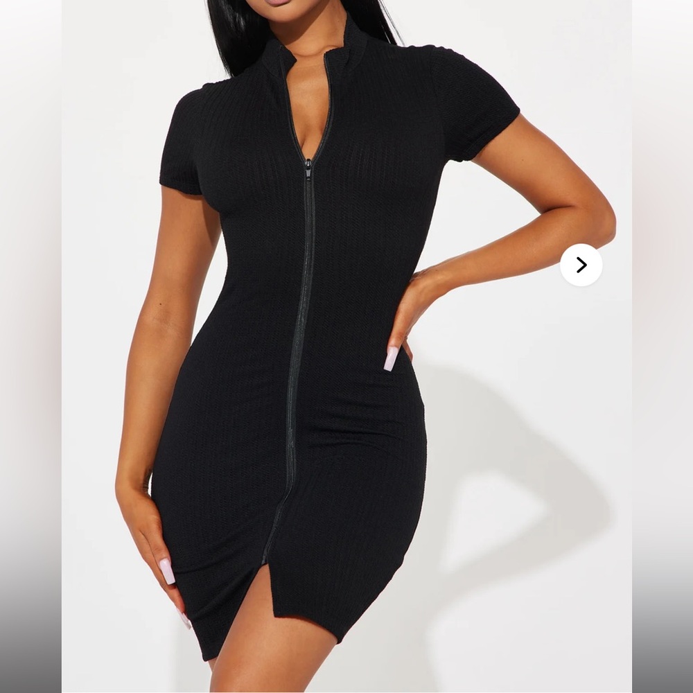 Black Zippered Bodycon Dress